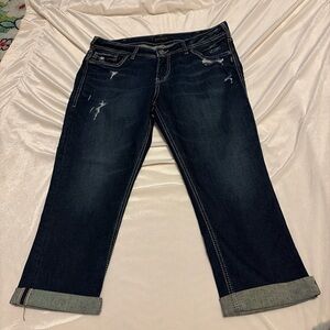 Silver Jeans Dark Blue Suki Capri Jeans